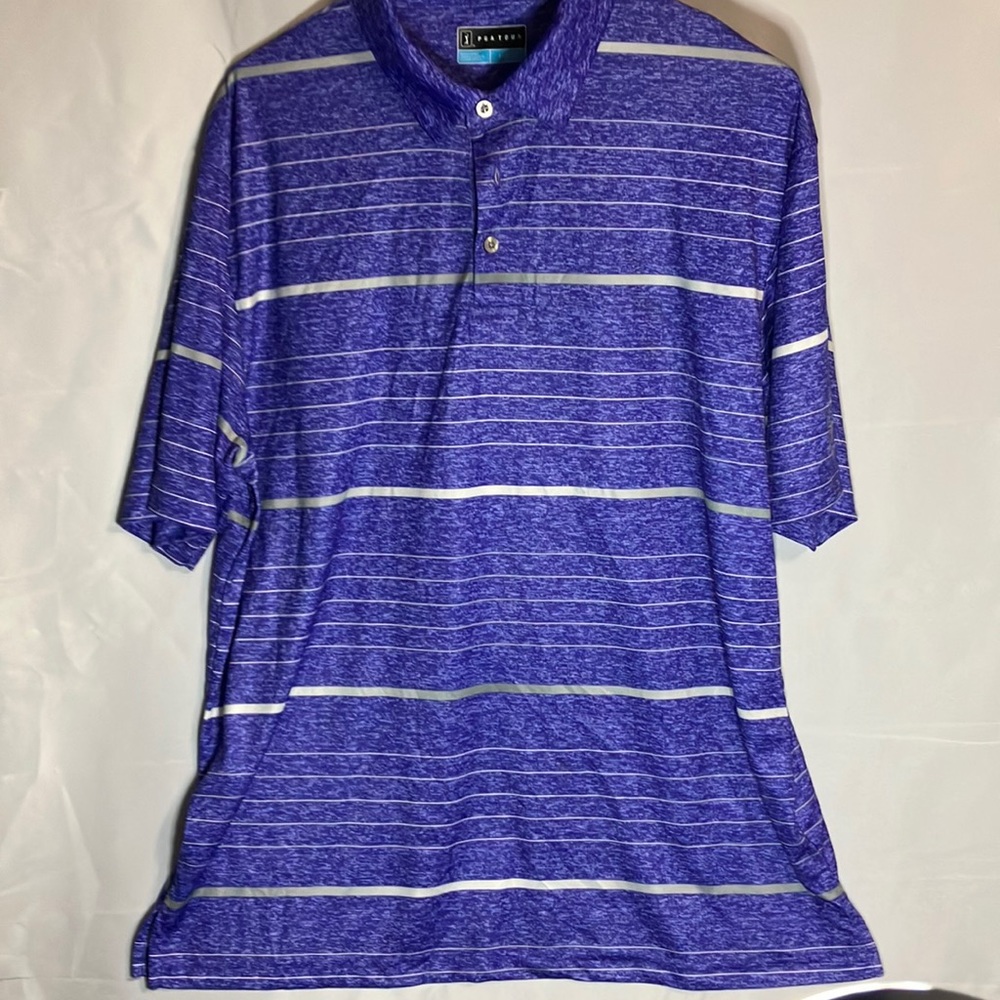 PGA Tour golf polo light blue and silver size L